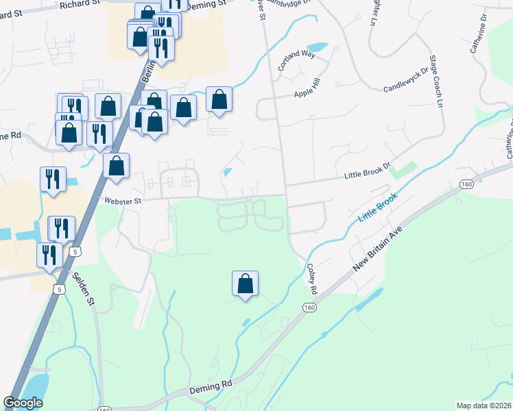 map of restaurants, bars, coffee shops, grocery stores, and more near 56 Apple Tree Cross in Berlin