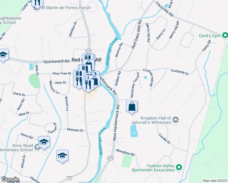 map of restaurants, bars, coffee shops, grocery stores, and more near 4 Walker Road in Poughkeepsie