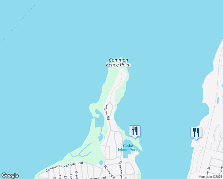 map of restaurants, bars, coffee shops, grocery stores, and more near 1265 Anthony Road in Portsmouth