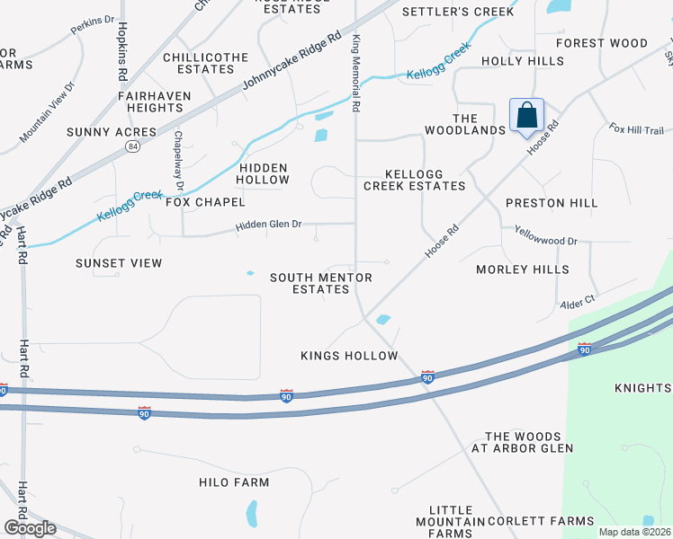 map of restaurants, bars, coffee shops, grocery stores, and more near 9320 Bringman Court in Mentor