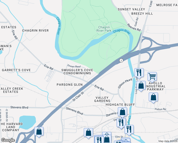 map of restaurants, bars, coffee shops, grocery stores, and more near 37707 Ocean Reef in Willoughby