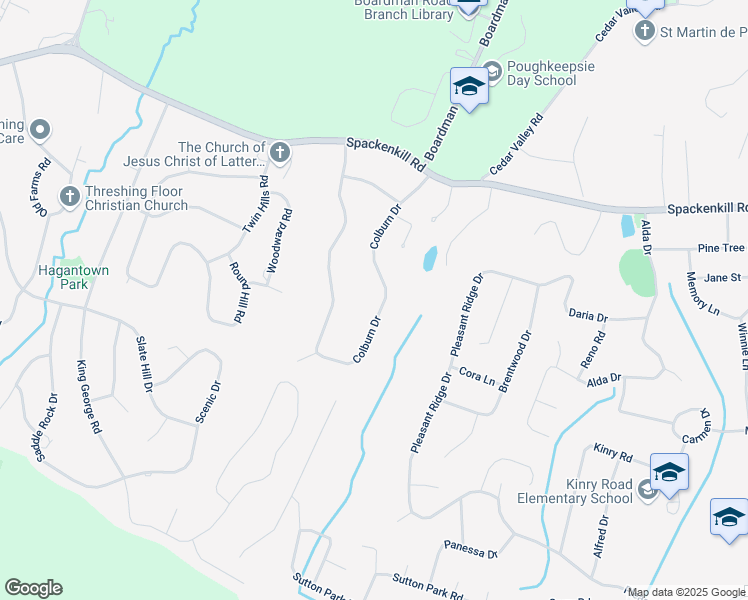 map of restaurants, bars, coffee shops, grocery stores, and more near 35 Colburn Drive in Poughkeepsie