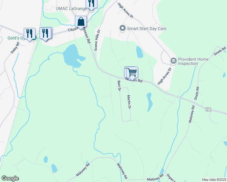 map of restaurants, bars, coffee shops, grocery stores, and more near 126 Bart Drive in Poughkeepsie