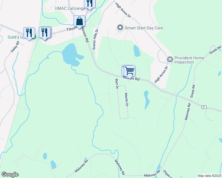 map of restaurants, bars, coffee shops, grocery stores, and more near 126 Bart Drive in Poughkeepsie