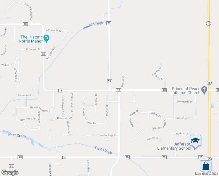 map of restaurants, bars, coffee shops, grocery stores, and more near 57918 County Road 23 in Goshen