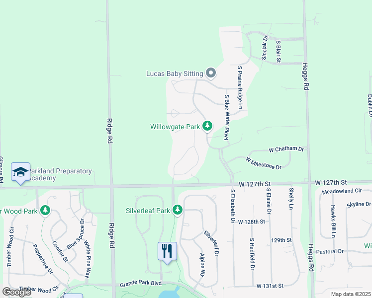 map of restaurants, bars, coffee shops, grocery stores, and more near 26529 West Countryside Lane in Plainfield