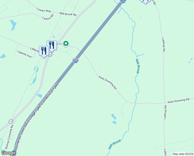 map of restaurants, bars, coffee shops, grocery stores, and more near 97 Kate Downing Road in Plainfield