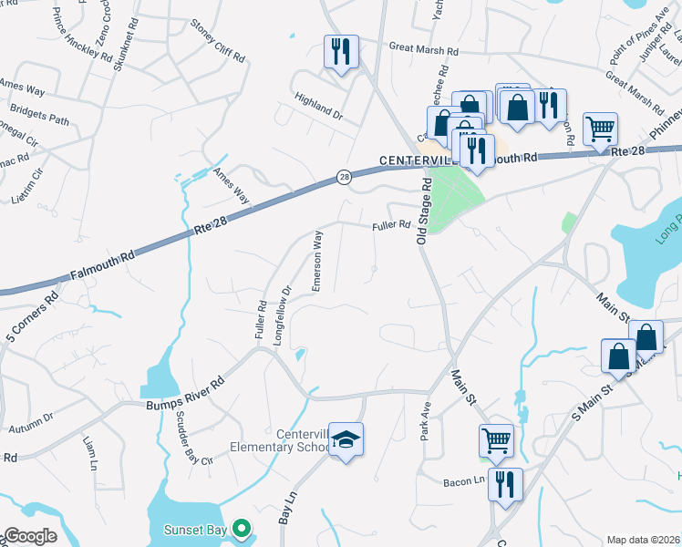 map of restaurants, bars, coffee shops, grocery stores, and more near 47 Marie-Ann Terrace in Barnstable
