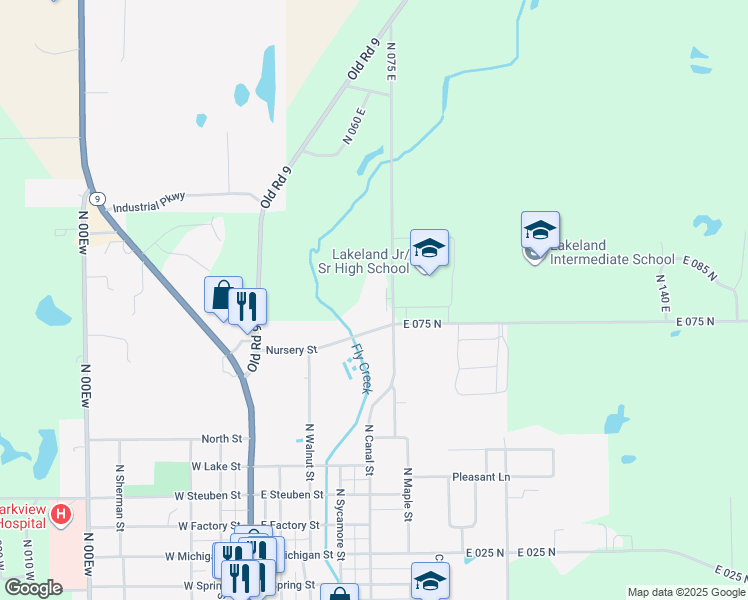 map of restaurants, bars, coffee shops, grocery stores, and more near 770 North 075 East in LaGrange
