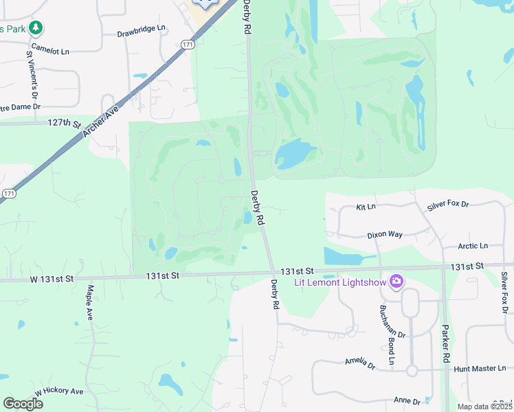 map of restaurants, bars, coffee shops, grocery stores, and more near Derby Road in Lemont