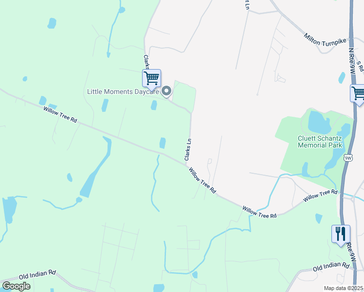map of restaurants, bars, coffee shops, grocery stores, and more near 11 Clarks Lane in Milton