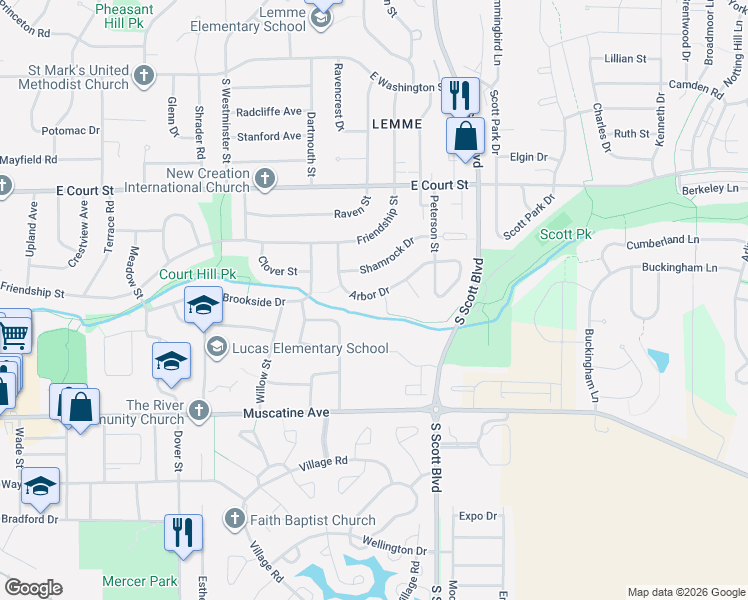 map of restaurants, bars, coffee shops, grocery stores, and more near 809 Beech St in Iowa City
