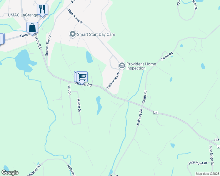 map of restaurants, bars, coffee shops, grocery stores, and more near 4 High Acres Drive in Poughkeepsie