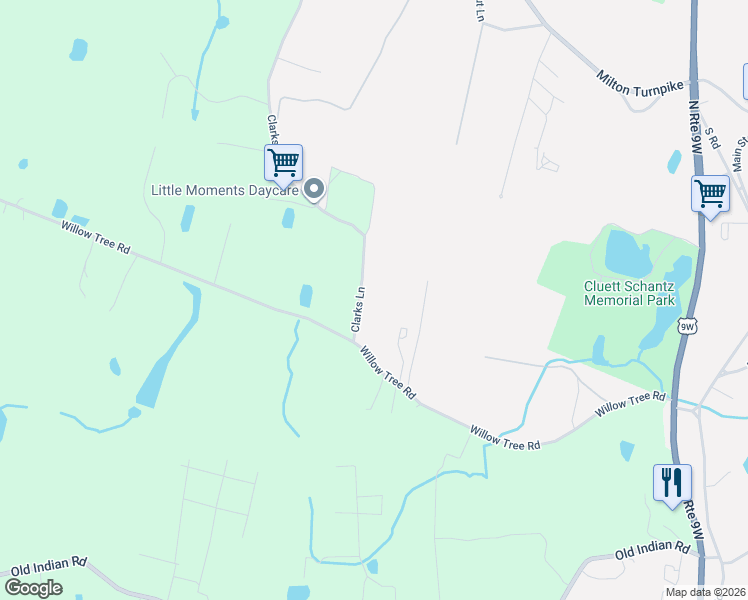 map of restaurants, bars, coffee shops, grocery stores, and more near 14 Clarks Lane in Milton