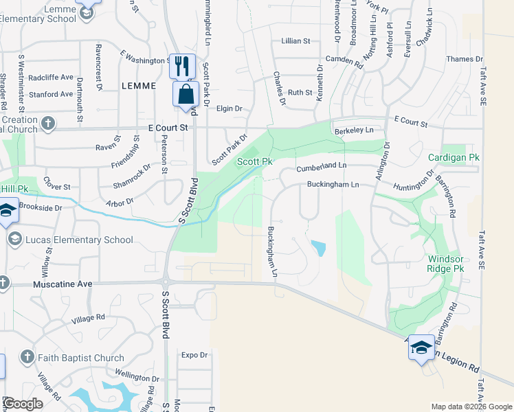 map of restaurants, bars, coffee shops, grocery stores, and more near 4180 Cumberland Lane in Iowa City