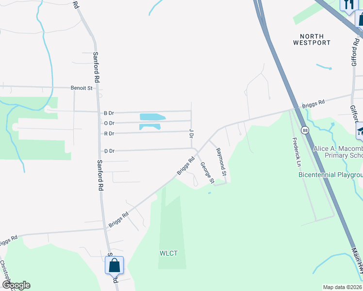 map of restaurants, bars, coffee shops, grocery stores, and more near 100 D Drive in Westport