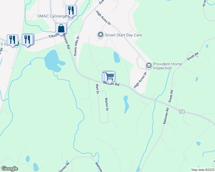 map of restaurants, bars, coffee shops, grocery stores, and more near 462 County Road 21 in Poughkeepsie