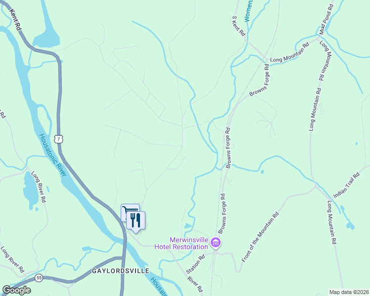 map of restaurants, bars, coffee shops, grocery stores, and more near 52 South Kent Road in New Milford