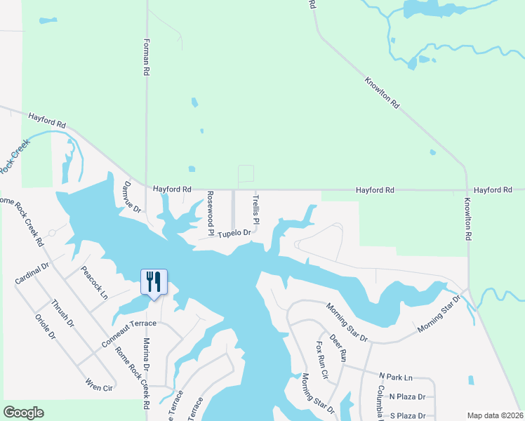 map of restaurants, bars, coffee shops, grocery stores, and more near 2477 Trellis Place in Roaming Shores