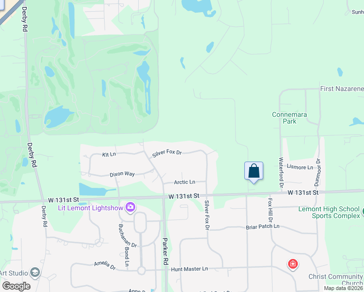 map of restaurants, bars, coffee shops, grocery stores, and more near 12959 Silver Fox Drive in Lemont