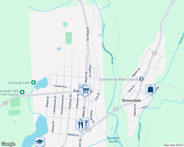map of restaurants, bars, coffee shops, grocery stores, and more near 32 North Street in Forest City
