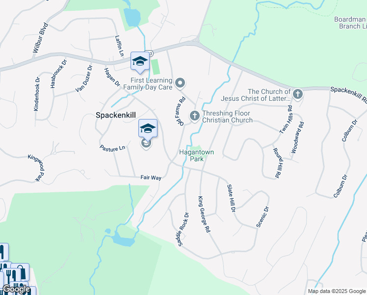 map of restaurants, bars, coffee shops, grocery stores, and more near 6 Bird Lane in Poughkeepsie