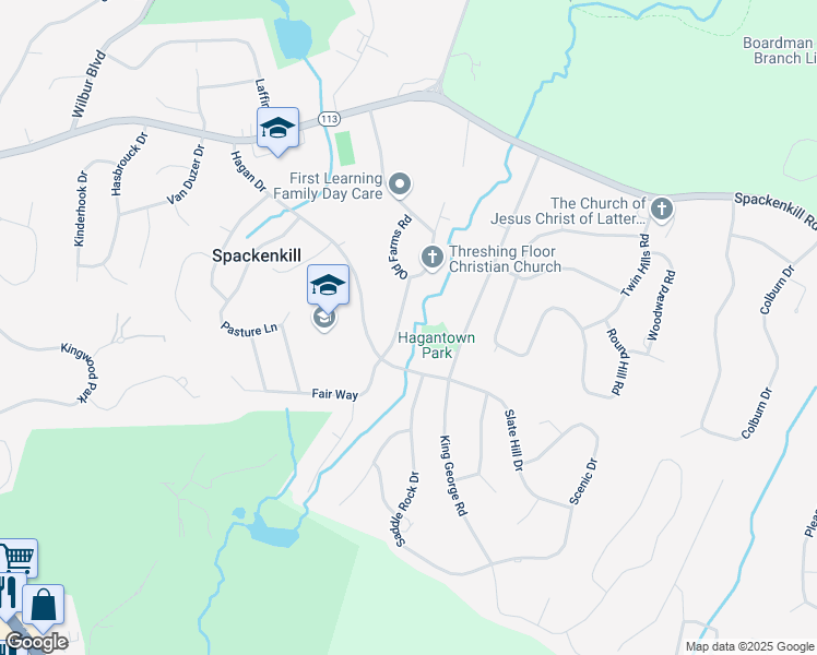 map of restaurants, bars, coffee shops, grocery stores, and more near 6 Bird Lane in Poughkeepsie