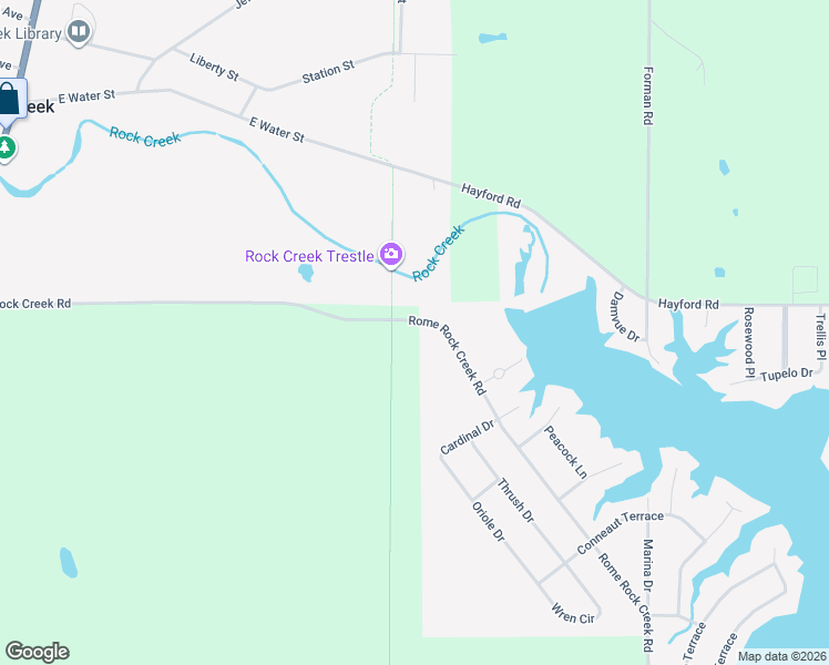 map of restaurants, bars, coffee shops, grocery stores, and more near 752 Rome Rock Creek Road in Roaming Shores