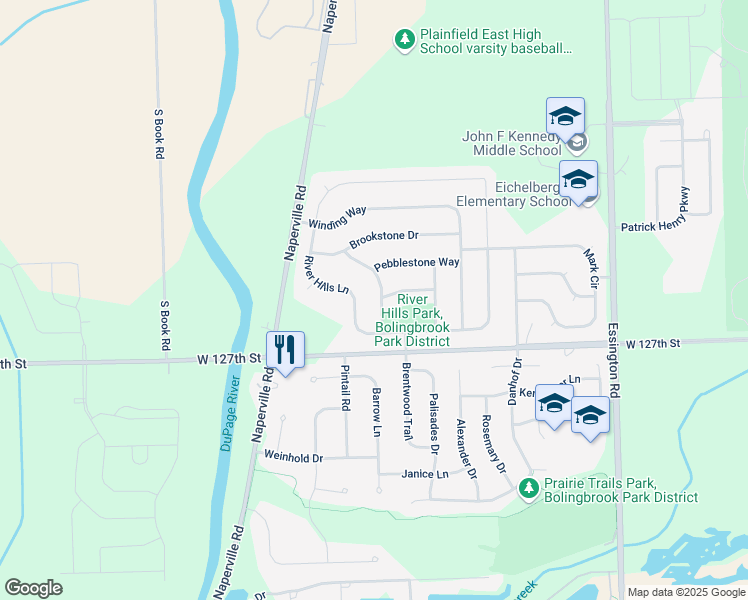 map of restaurants, bars, coffee shops, grocery stores, and more near 2317 Deerpath Road in Bolingbrook