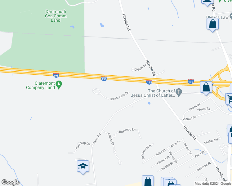 map of restaurants, bars, coffee shops, grocery stores, and more near 819 Crossroads Drive in Dartmouth