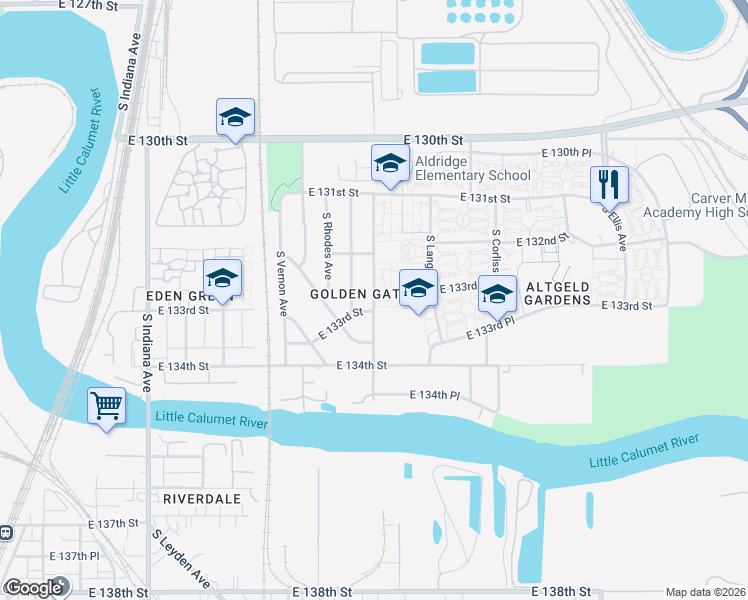 map of restaurants, bars, coffee shops, grocery stores, and more near South Street Lawrence Avenue in Chicago