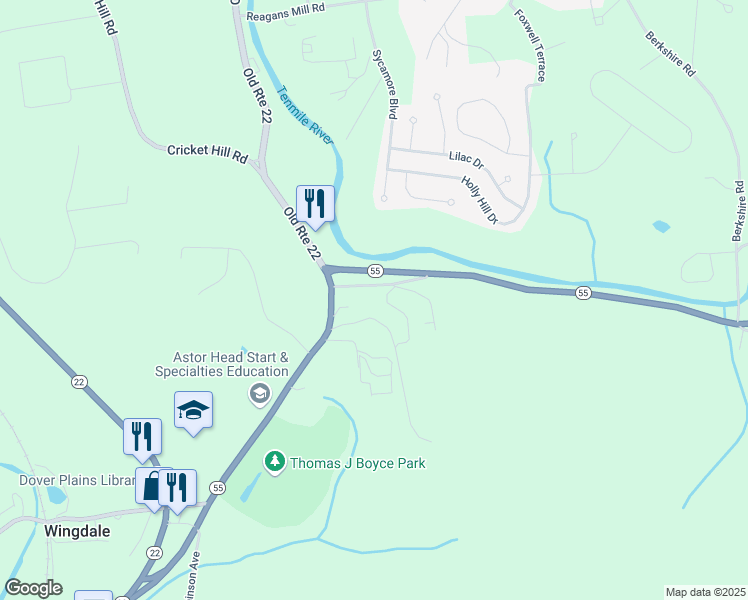 map of restaurants, bars, coffee shops, grocery stores, and more near 18 Parmelee Road in Wingdale