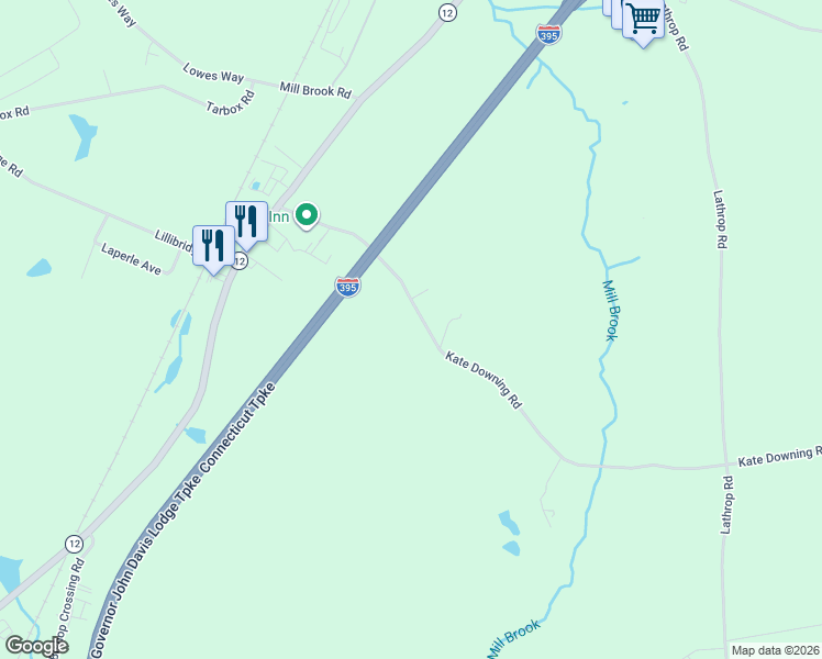 map of restaurants, bars, coffee shops, grocery stores, and more near 97 Kate Downing Road in Plainfield