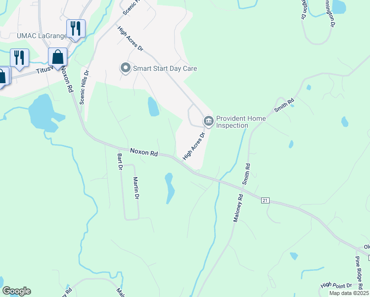 map of restaurants, bars, coffee shops, grocery stores, and more near 4 High Acres Drive in Poughkeepsie