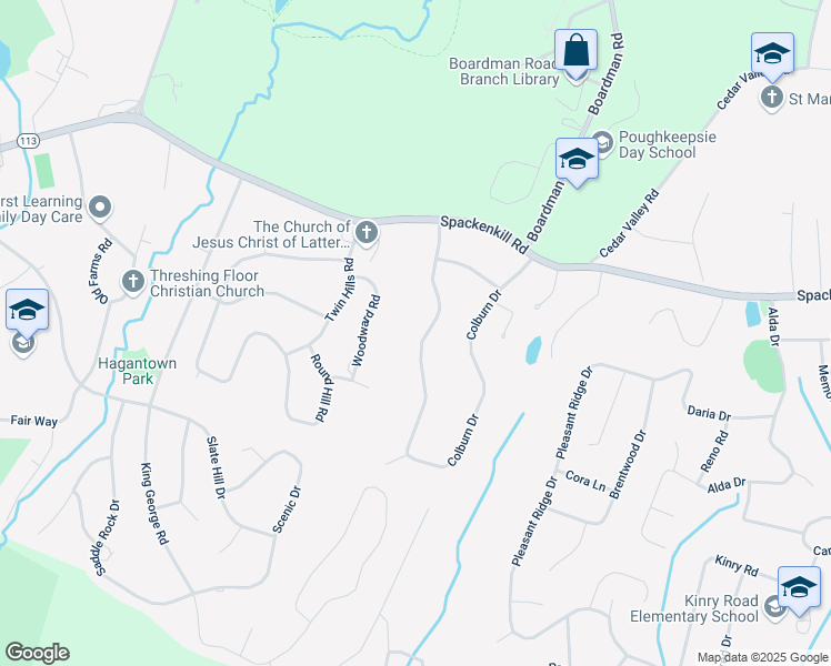 map of restaurants, bars, coffee shops, grocery stores, and more near 85 Colburn Drive in Poughkeepsie