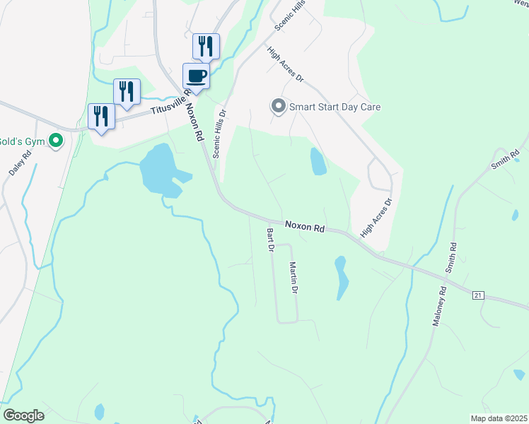 map of restaurants, bars, coffee shops, grocery stores, and more near 19 South View Court in Poughkeepsie