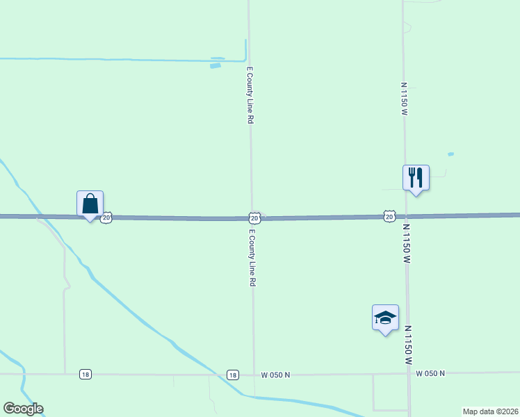 map of restaurants, bars, coffee shops, grocery stores, and more near 1105 North 1200 West in Middlebury
