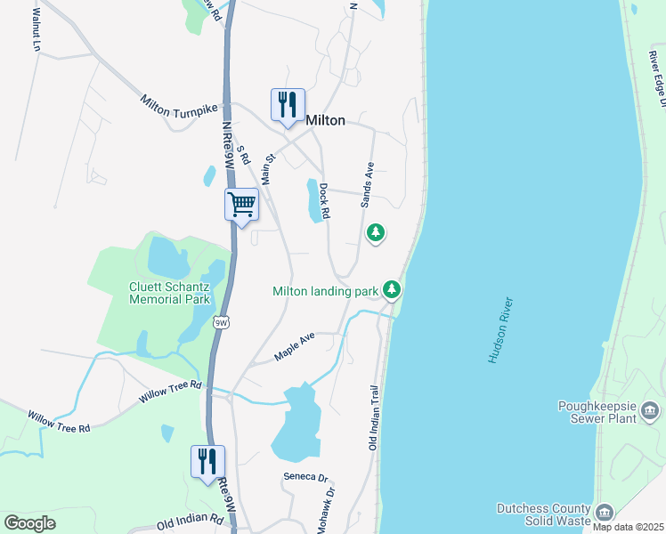 map of restaurants, bars, coffee shops, grocery stores, and more near 41 Dock Road in Milton