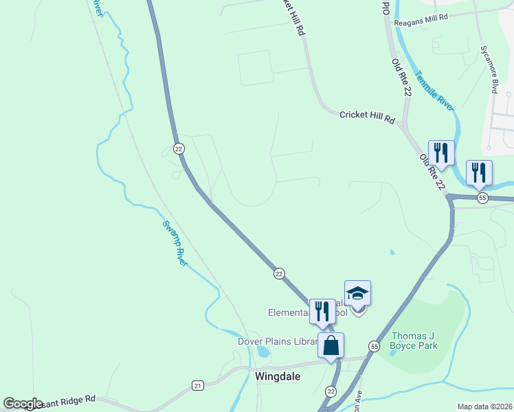 map of restaurants, bars, coffee shops, grocery stores, and more near 110 Hillside Avenue in Wingdale