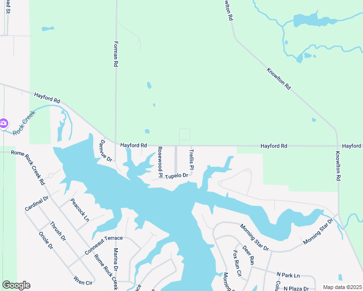 map of restaurants, bars, coffee shops, grocery stores, and more near 2500 Hayford Road in Roaming Shores