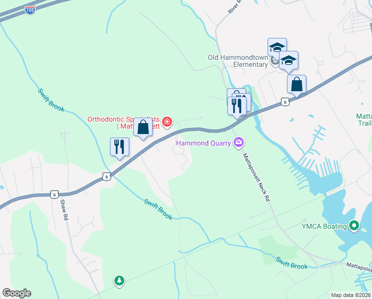 map of restaurants, bars, coffee shops, grocery stores, and more near 104 Fairhaven Road in Mattapoisett