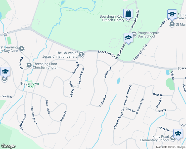 map of restaurants, bars, coffee shops, grocery stores, and more near 85 Colburn Drive in Poughkeepsie