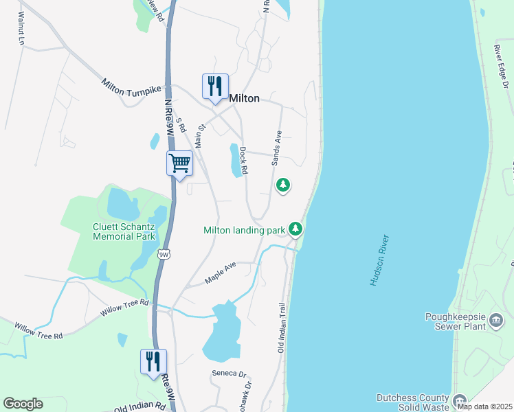 map of restaurants, bars, coffee shops, grocery stores, and more near 17 Sands Avenue in Milton