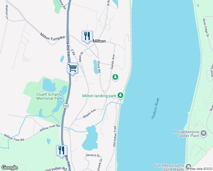 map of restaurants, bars, coffee shops, grocery stores, and more near 17 Sands Avenue in Milton