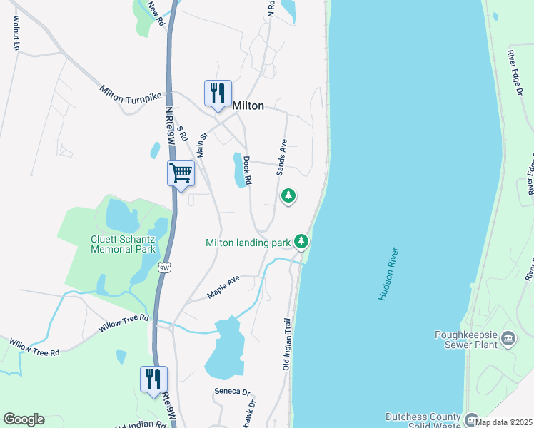 map of restaurants, bars, coffee shops, grocery stores, and more near 19 Sands Avenue in Milton