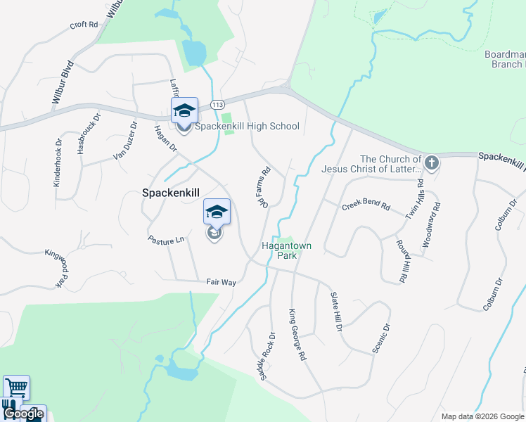map of restaurants, bars, coffee shops, grocery stores, and more near 13 Bird Lane in Poughkeepsie