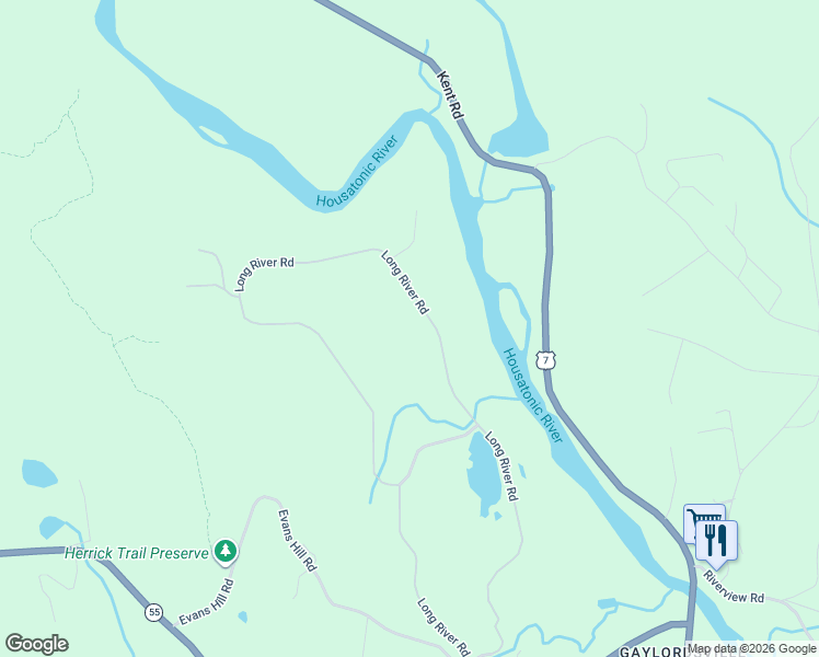 map of restaurants, bars, coffee shops, grocery stores, and more near 58 Long River Road in Sherman