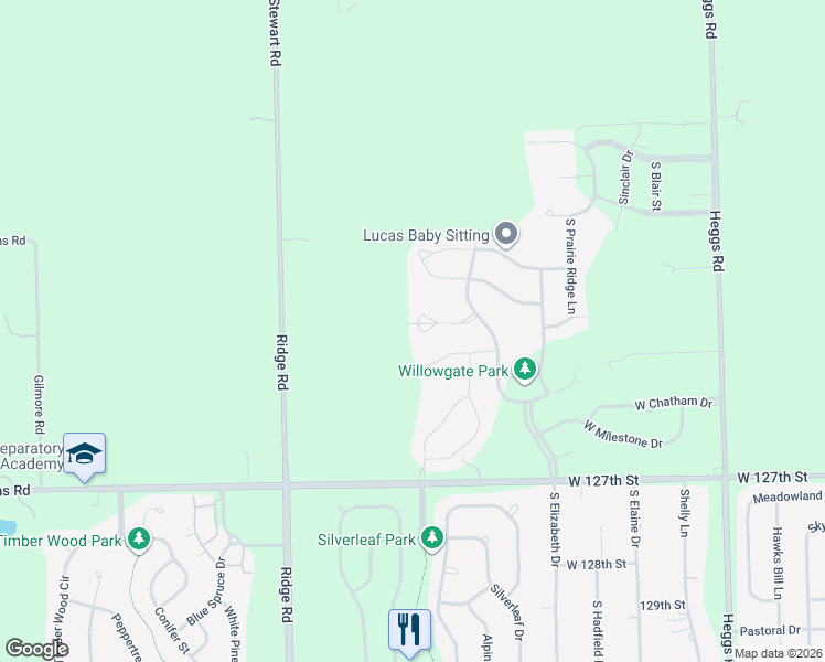map of restaurants, bars, coffee shops, grocery stores, and more near 26547 West Countryside Lane in Plainfield