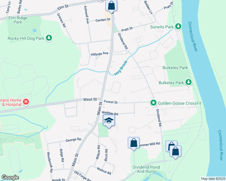 map of restaurants, bars, coffee shops, grocery stores, and more near 2 Stepney Cir in Rocky Hill