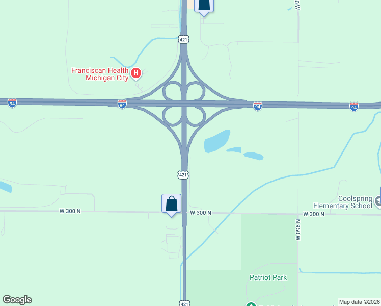 map of restaurants, bars, coffee shops, grocery stores, and more near 3177 Frontage Road in Michigan City